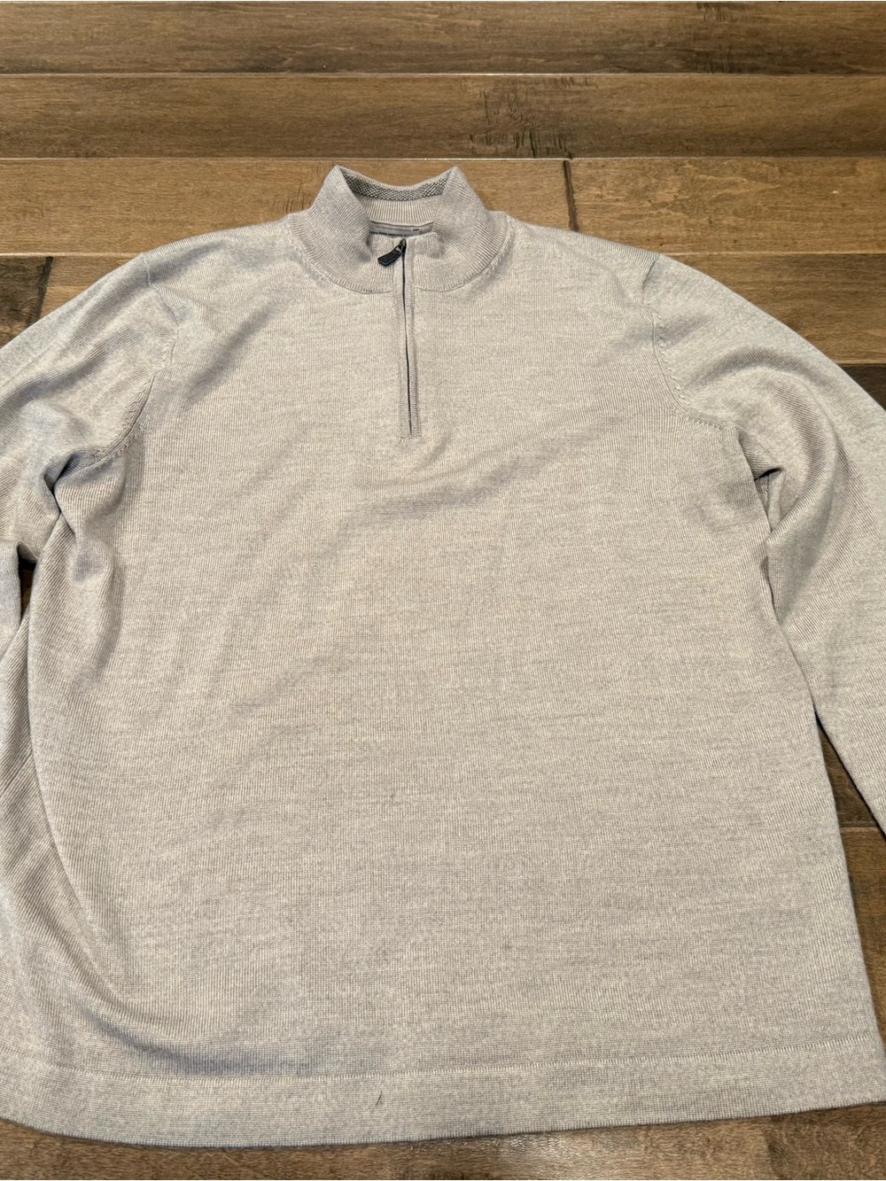 Joseph Abboud Camel 100% Fine Merino WoolHalf-Zip Mock Neck Sweater